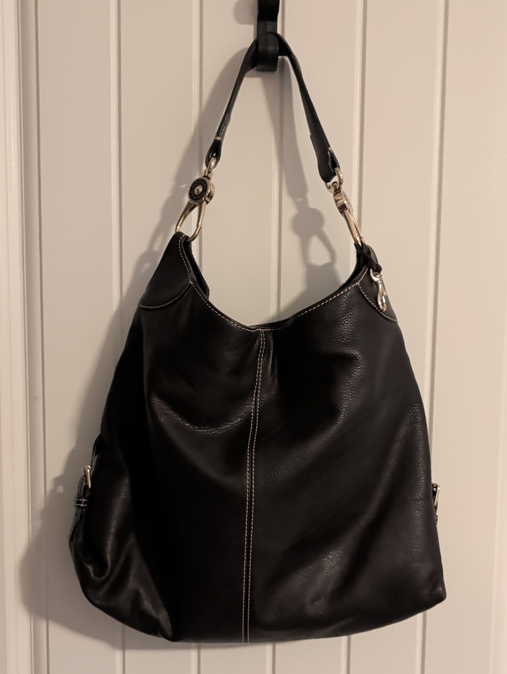 Dooney & Bourke Dark Brown Leather Shoulder Bag with Logo Lock EUC - Picture 7 of 8